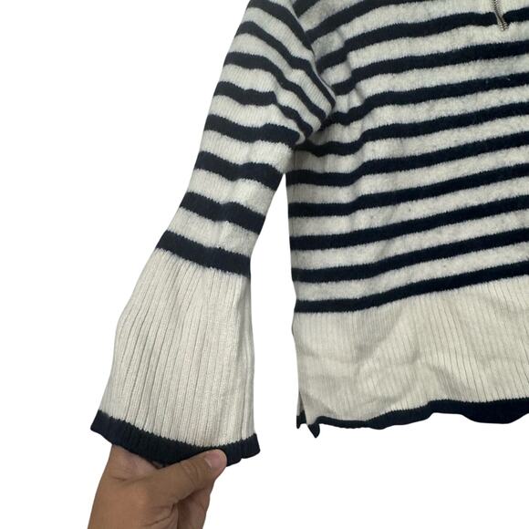 Aritzia Babaton Weekday Turtleneck Stripe Crop Merino Wool Sweater Womens Small - Picture 7 of 10